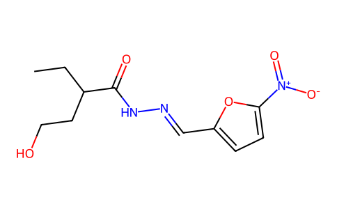 Butyric acid, 2-ethyl-4-hydroxy-, (5-nitrofurfurylidene)hydrazide 91338-37-3